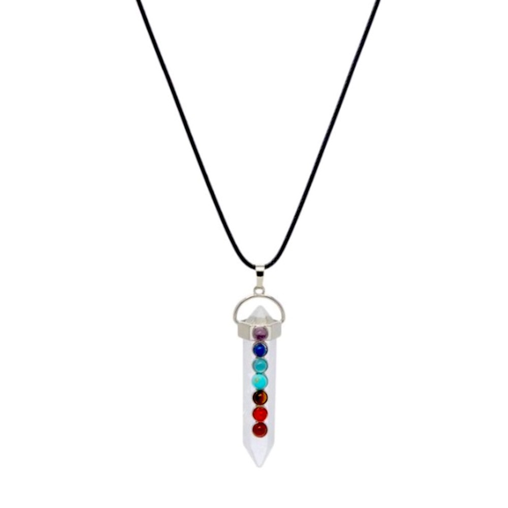 🧘🏻‍♀️ Chakra Stones Clear Crystal Quartz Pendant Necklace